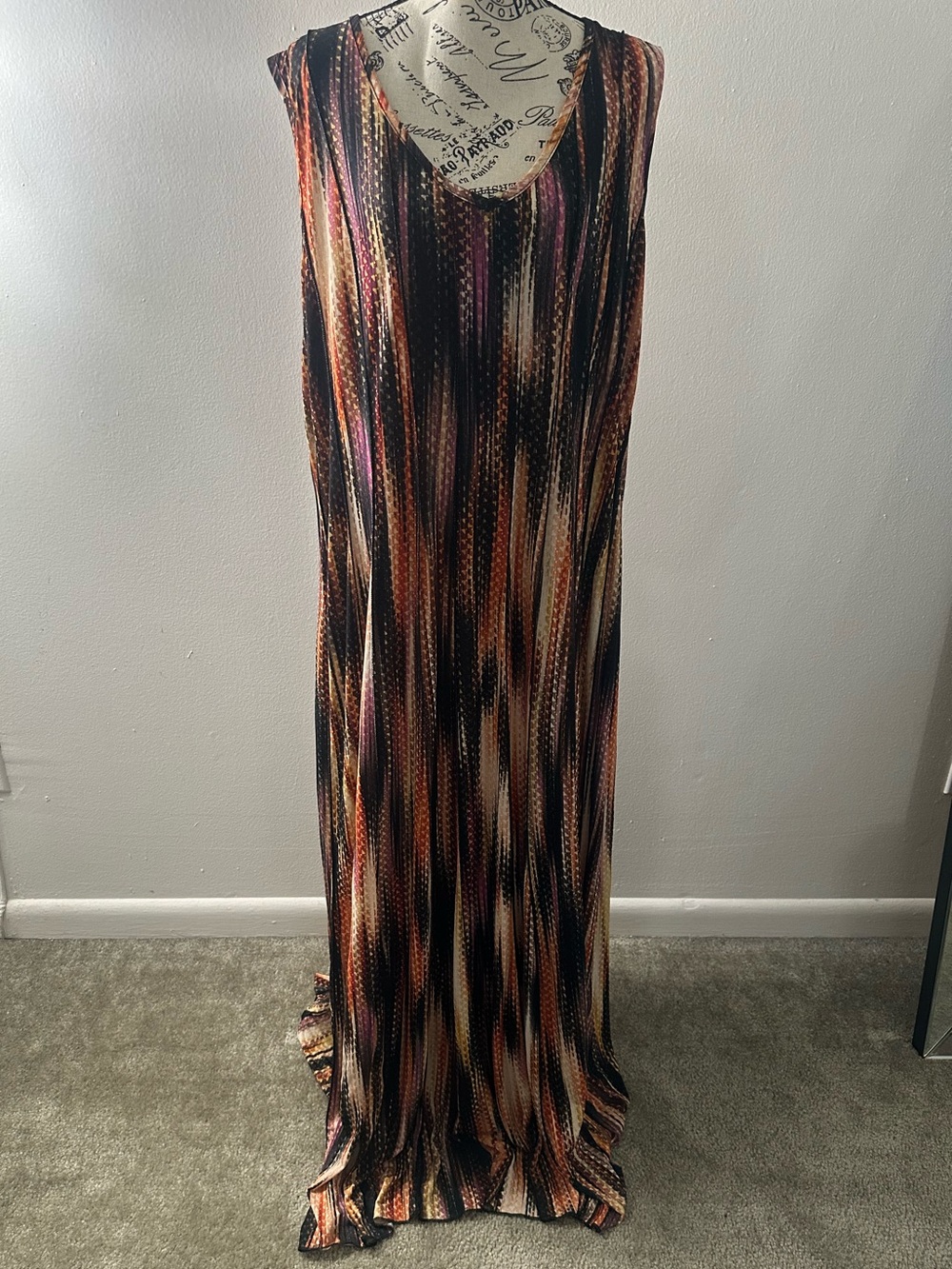 Ashley Stewart Plus Size Abstract Chevron Maxi Dress 22/24W